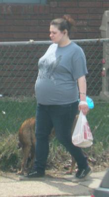 POWER BELLY Huge Gut, Cute Girl, KFC and a tight shirt