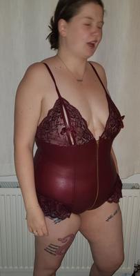 Fat UK British Shy MILF Fingers Herself in PVC lingerie