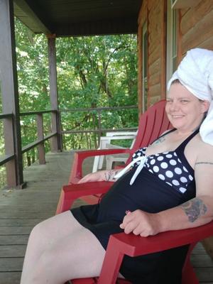 wife swimsuit flashing outside