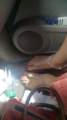 Wifes Feet In Her White Sandals For Your Pleasure