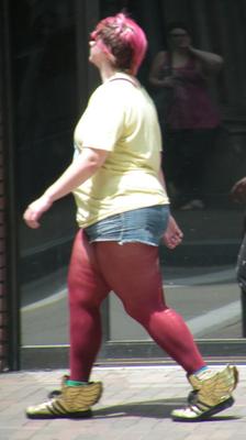 Thick Fat Leg Alternative White Girl RED TIGHTS BBW