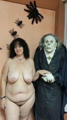 Halloween with mature brunette