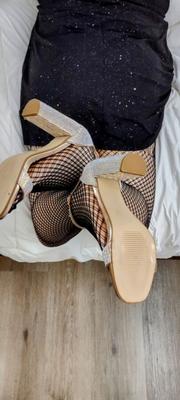 Wife in Fishnet style hose for NL Comments & exposing