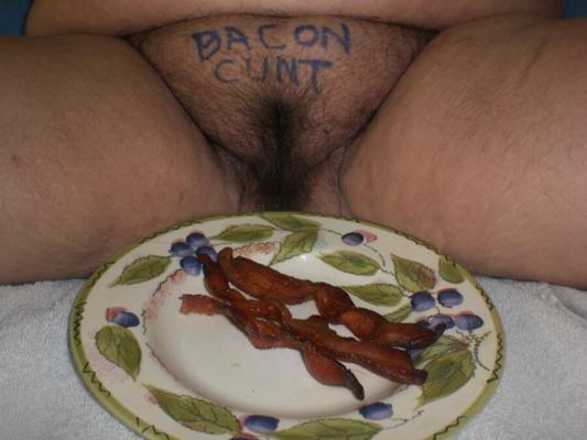 BACON Cunt Creampie for my FAT Hairy Nasty PIG