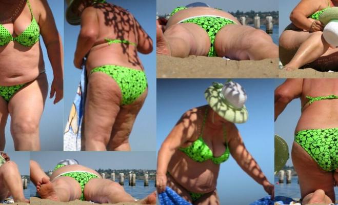 Tan jugosa gordita abuela playa foto sincera