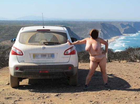 Saggy round BBW too shy to show her face but gets naked outdoors