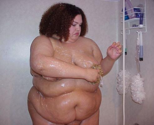 Fatty takes a shower