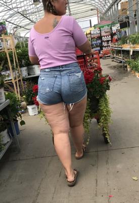 Pigtails blonde milf with huge curves in Home Depot