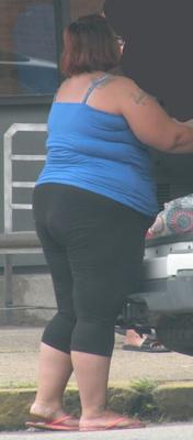 SSBBW Super Fat Mommy in TIGHT top, belly and ass