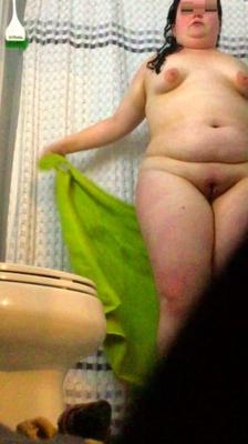 plumper getting out of shower