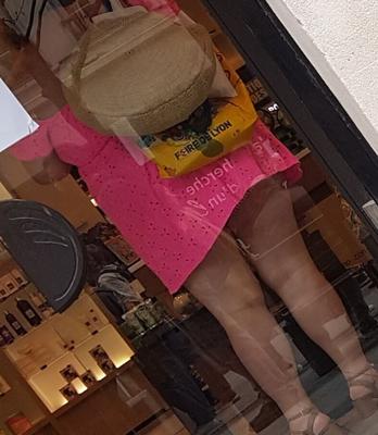 Ugly BBW Upskirt with glimpse of Panty (candid voyeur creepshot)