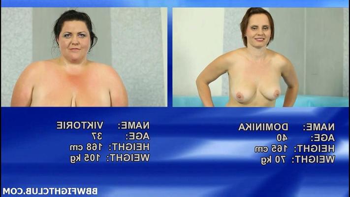 Dominika vs Viktorie BBWヌードオイルレスリング